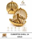 SET DE CUBIERTOS CONCHA DORADA 24 PIEZAS EN ACERO INOXIDABLE