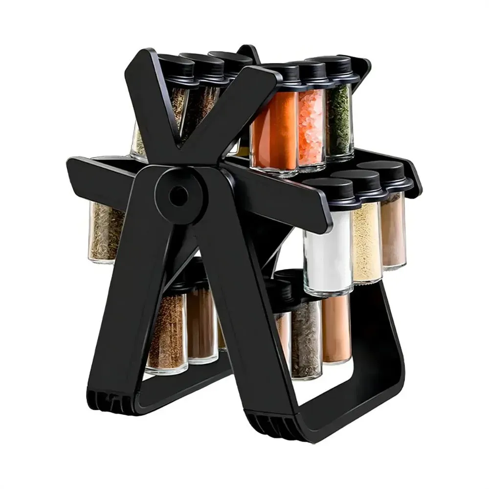 [2718C] SET DE CONDIMENTEROS ORGANIZADOR GIRATORIO 18 PIEZAS DE VIDRIO SPICE RACK