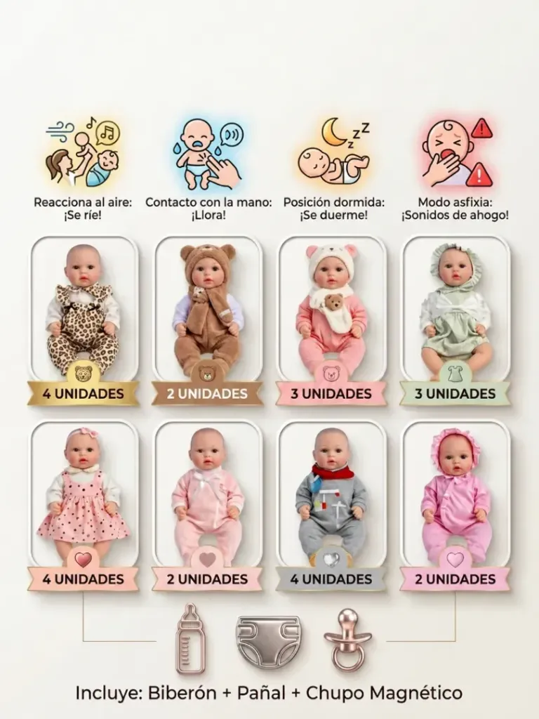 JUGUETE MUÑECO BEBE REALISTA INTERACTIVO CON ACCESORIOS