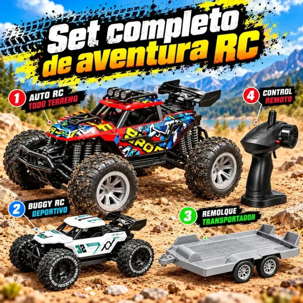 CARRO RC A CONTROL REMOTO CON REMOLQUE 2 EN 1