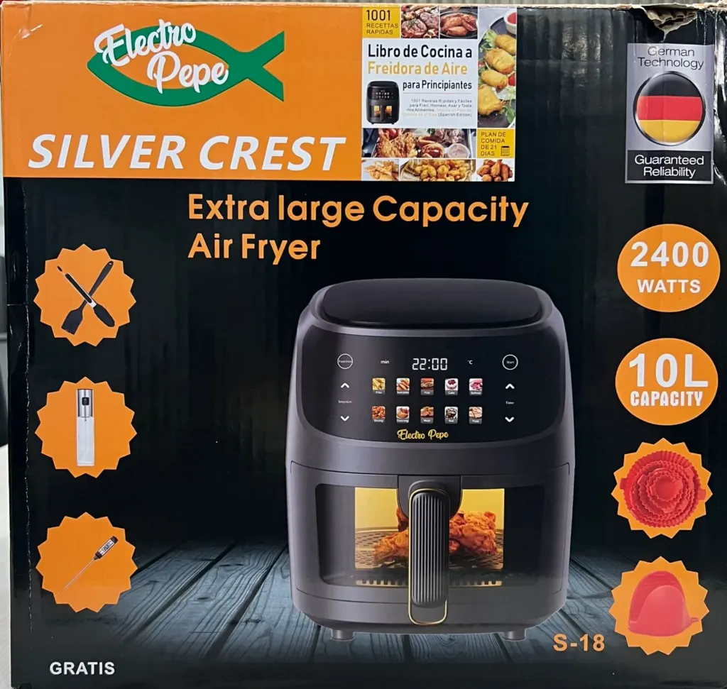 [S-18] FREIDORA DE AIRE 10L CON ACCESORIOS SILVER CREST