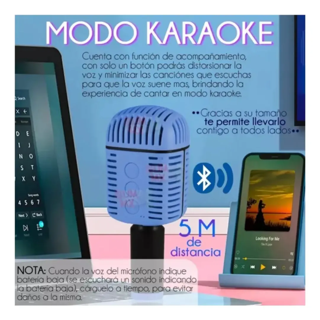 [97d5be] MICROFONO PORTATIL KARAOKE BOCINA INALAMBRICO MC873