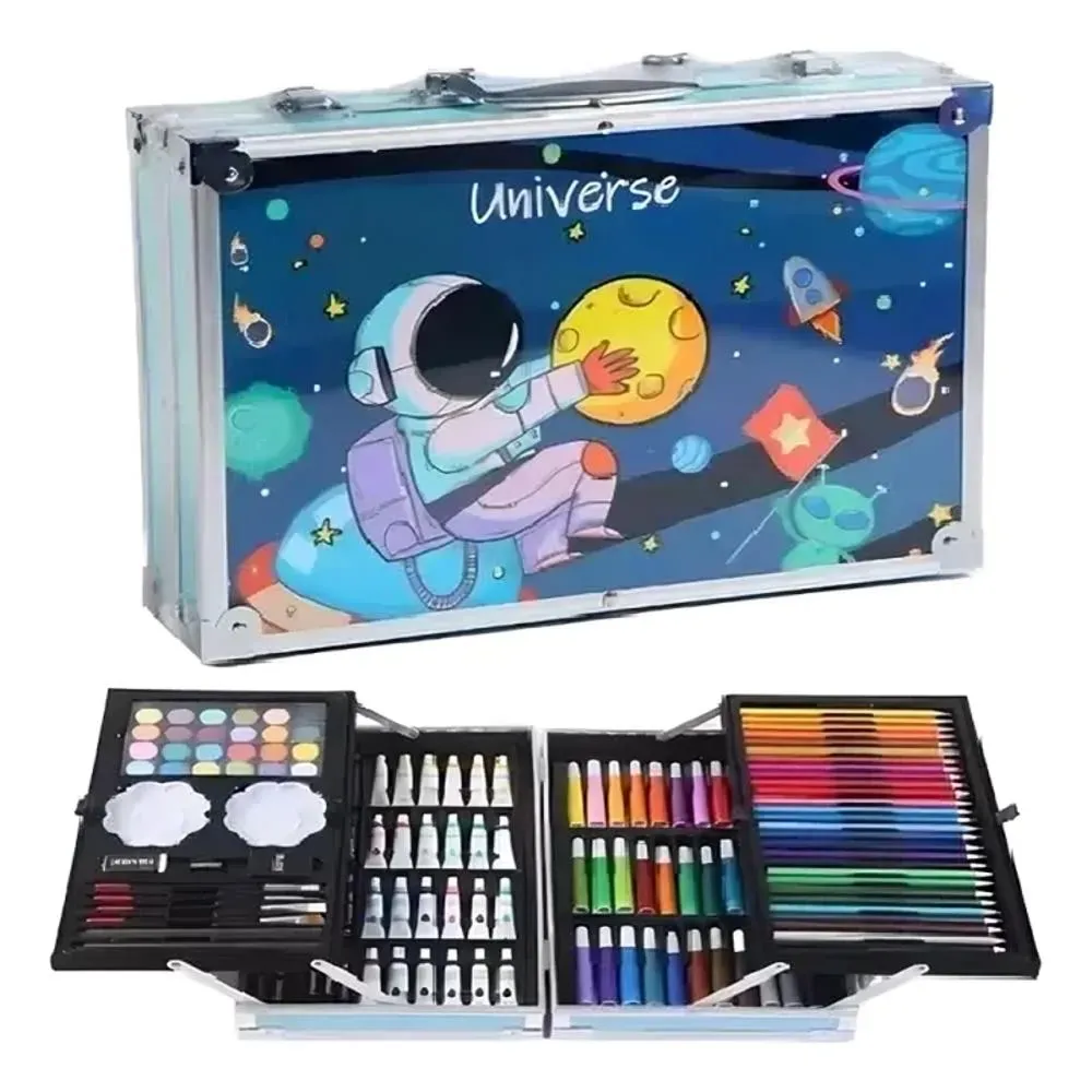 [1063] MALETIN KIT DE ARTE LUJOMETALICO DIBUJO CREATIVO 145 PIEZAS